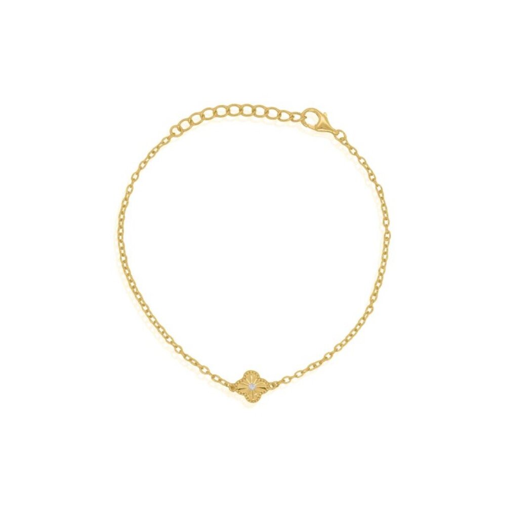 NWT Annabella Clover Bracelet // 14kt Gold Vermeil + CZ